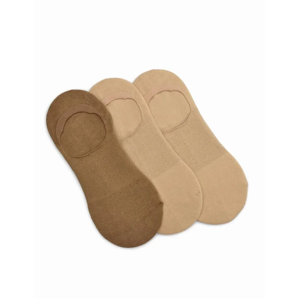 Hue Women's Neutral 3-Pk. Arch Hug No-Show Liner Socks One Size NWT